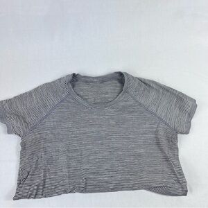 lululemon athletica Gray Striped Short Sleeve Tee swiftly